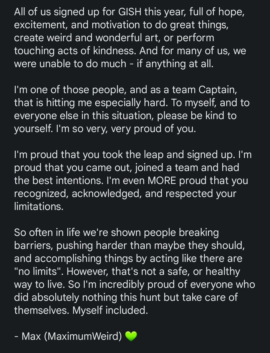 tea_or_die's tweet image. Hey @GISH, @charliecapen - I think there's A LOT of gishers that could stand to see this right about now. 💚