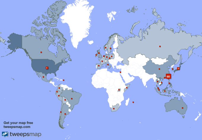 My followers live in Taiwan (60%), Japan(10%)...
Get your map:
https://t.co/VDSMeahomt 