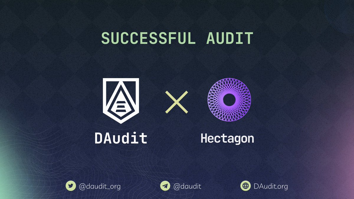 daudit_org's tweet photo. Audit Completed 💪The audit for @HectagonFinance has been completed.

Check out the results 👇👇
https://t.co/jf6sC9QwlT

➡️Want to get a quick audit?
Contact us here ➡️ https://t.co/5Efk6yVOiy

#audit #SmartContracts #BSC https://t.co/p1PX5LhVK2
