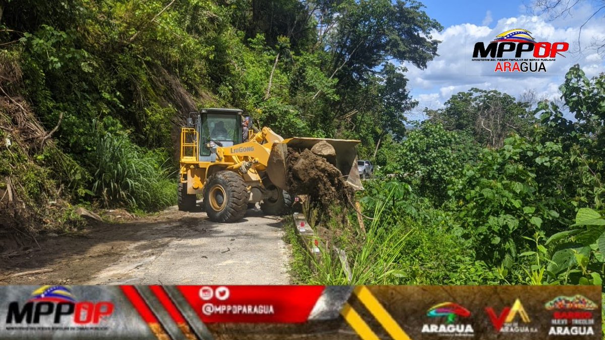 MPPOPARAGUA's tweet photo. #6Ago #MPPOPInfórma 📢| El Gobierno de Aragua en conjunto con el MPPOP y la alcaldía de Girardot desplegados en el plan de mitigación de riesgos en la local 06 carretera maracay - Choroni con empleo de maquinarias para solucionar los deslaves en la vía. 
#Bricomiles1x10 https://t.co/w4IMtexfpa