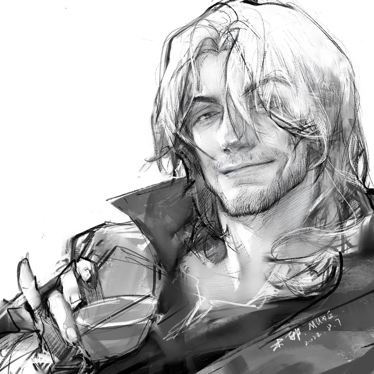 muxe_art's tweet image. 擅自画了adam叔的照片
真的太有但丁本人的气质所以，我画了
#DMC5