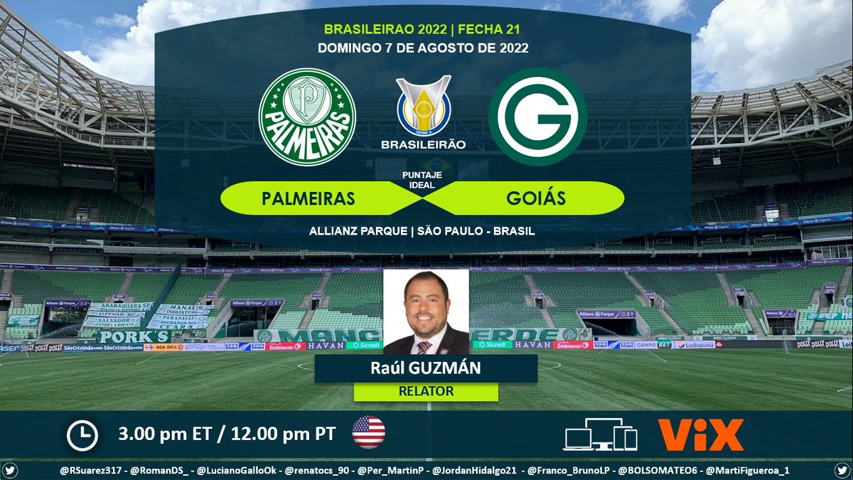 PuntajeIdealEC's tweet photo. ⚽ #Brasileirao 🇧🇷 | #Palmeiras vs. #Goias
🎙 Relator: @raulguzman
💻📱@VIX 🇺🇸
🤳 #ViXTV - #ViXStreaming - #ViXGratis - #ViXSinLimites
Dale RT 🔃 https://t.co/3PC3lj301C