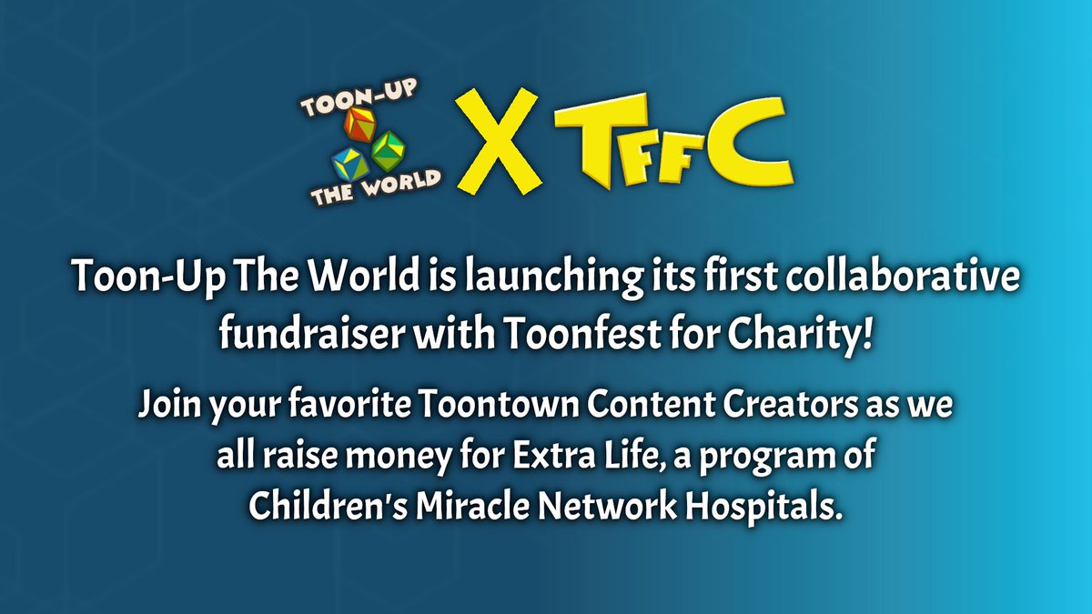 ToonUpTheWorld's tweet photo. We are launching our first-ever collaborative fundraising campaign with @ToonFFC in support of @ExtraLife4Kids, a program of Children's Miracle Network Hospitals. https://t.co/U4kV6wXuyS
