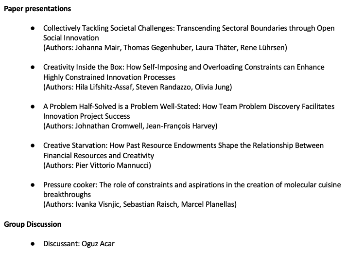 _ojung's tweet photo. At #AOM2022? Join our symposium, "Innovating Under Constraints Within and Beyond Organizational Boundaries," with a star-studded lineup⭐️of presenters on Tues 8/9 at noon, in SCC 213! @AOM_TIM @AOMConnect @oguzaliacar #innovation #openinnovation #socialinnovation #constraints https://t.co/xHVEuTfyc7