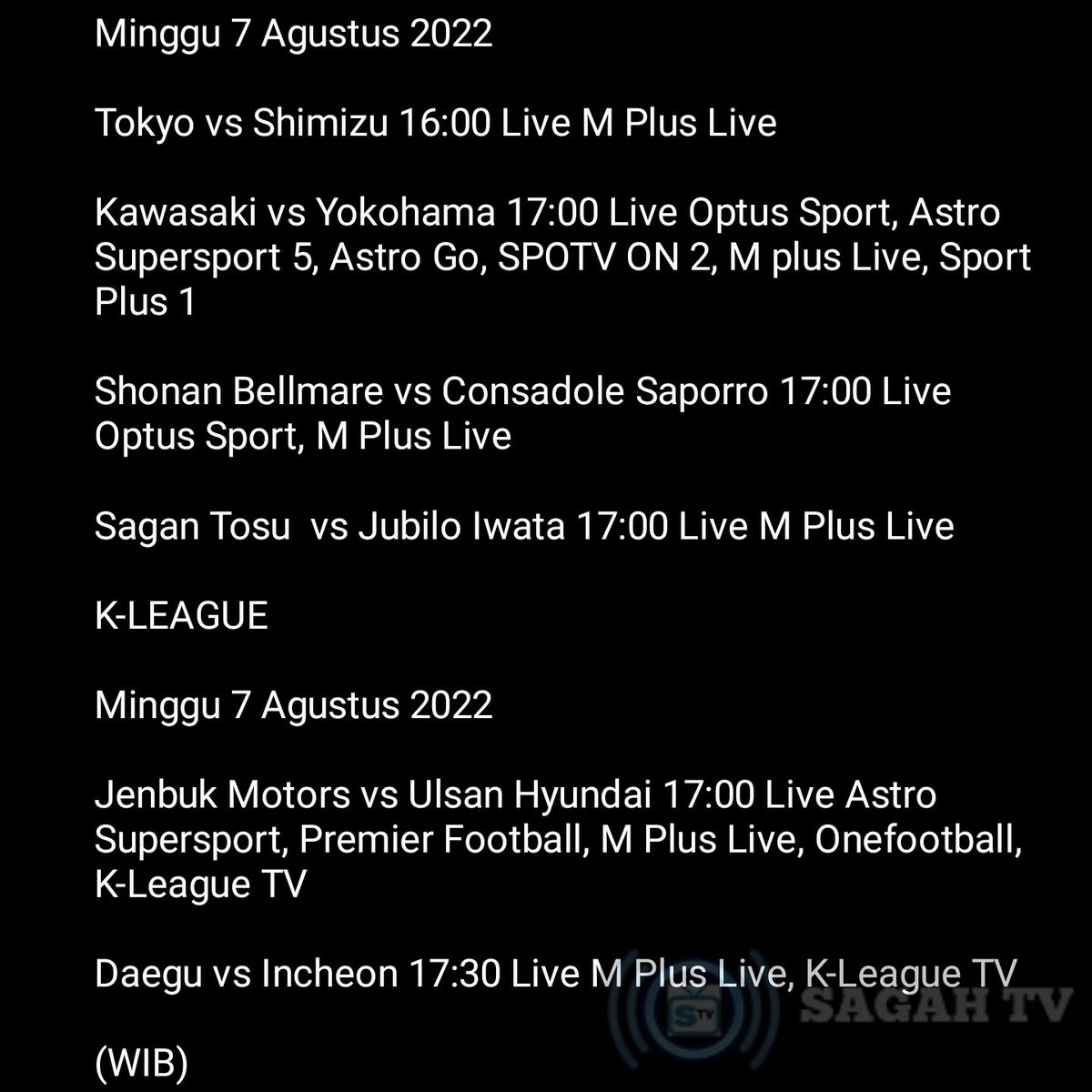 sagahtvlive on Twitter "Jadwal Siaran Langsung JLeague Dan KLeague"