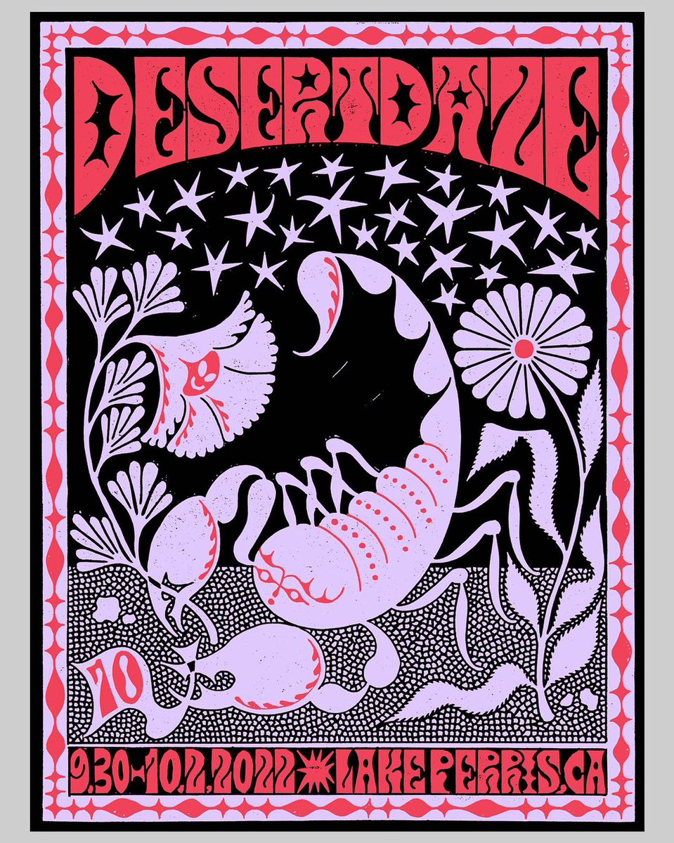 These stunning Desert Daze posters by Sophy Hollington are available for pre-order right now - and at the festival if their still available. Grab yours now and pick it up at the lake.