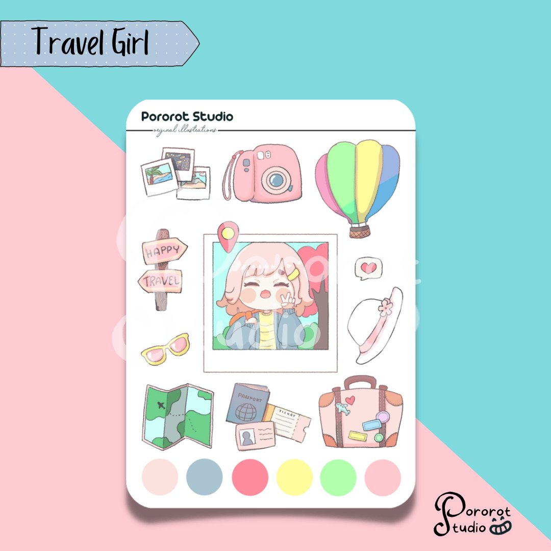 pororotstudio's tweet photo. travel girl sticker set now available! Please check my shop 
@pororotstudio
 on shopee. Link on bio too ☺️❤️
#travel #kawaiigirl #cutegirl #shopeeph #shopee #smallbusinessowner #supportsmallbusiness #stationery #bujo #journallovers #journaling #journal #stickerph #stickershop https://t.co/YY8LaAxIyf