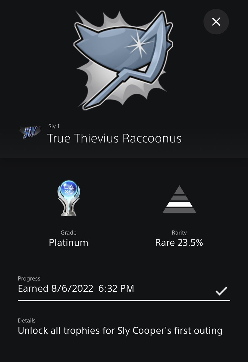 PLAT #26 dusted off the ps3 for this one lmao. very nostalgic for me and enjoyable but not as good as 2 and 3 which are my next ones #trophyhunting #trophies #PlayStation #platinumtrophy #gaming #slycooper https://t.co/G7uqWcsp31