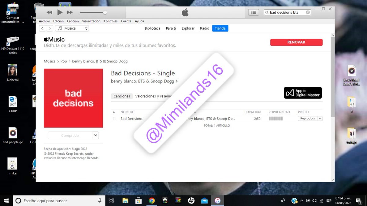 Mimilands16's tweet image. Aquí esta mi compra 💜💜💜💜
#TeamDimple #BadDecisions1Mx @BTS_twt