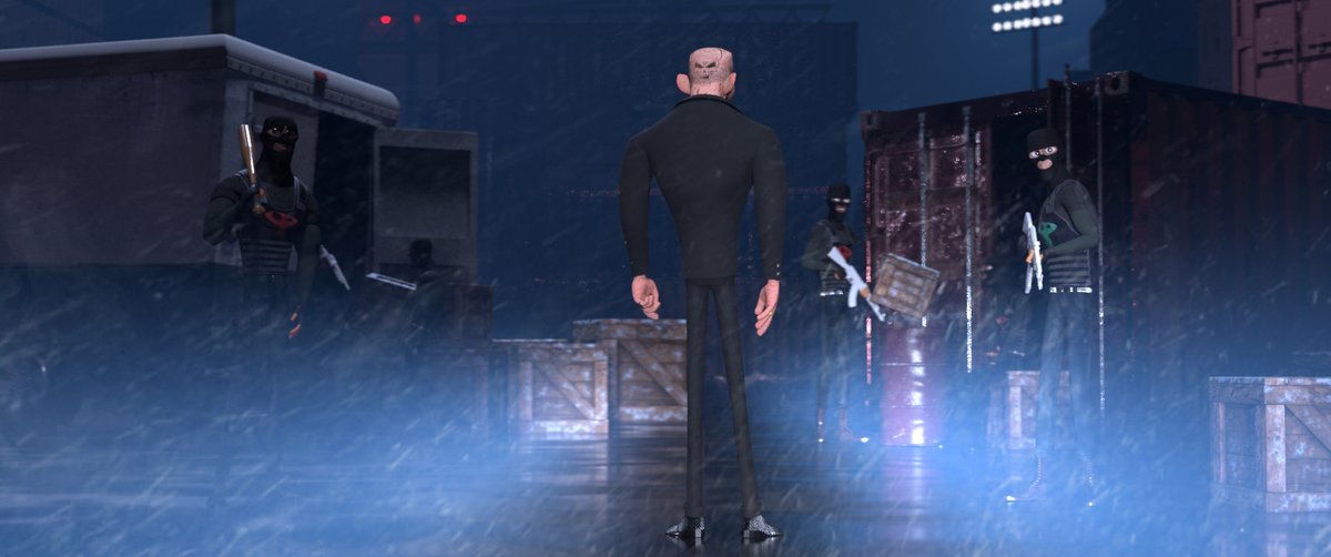 Jeremy_Schaef's tweet image. here&apos;s some work in progress renders 

took a lot of finessing to get the fog, rim light, and the overall blue mood I was going for in Maya. Final renders were pretty close to what i wanted. I did end up adding additional rim light in nuke

Iteration is the key! #TheBoxAssassin📦