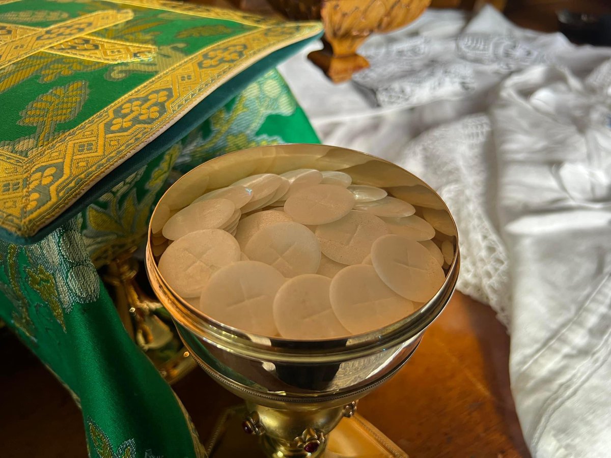ICKSP's tweet photo. A reverent sacristan detail when preparing the ciborium for Consecration… 

Rather than pouring the unconsecrated hosts into the ciborium in a haphazard manner, the hosts are individually placed one by one into the ciborium in a circular fashion, maintaining order…

1/2 🧵 https://t.co/2rZe4b567x