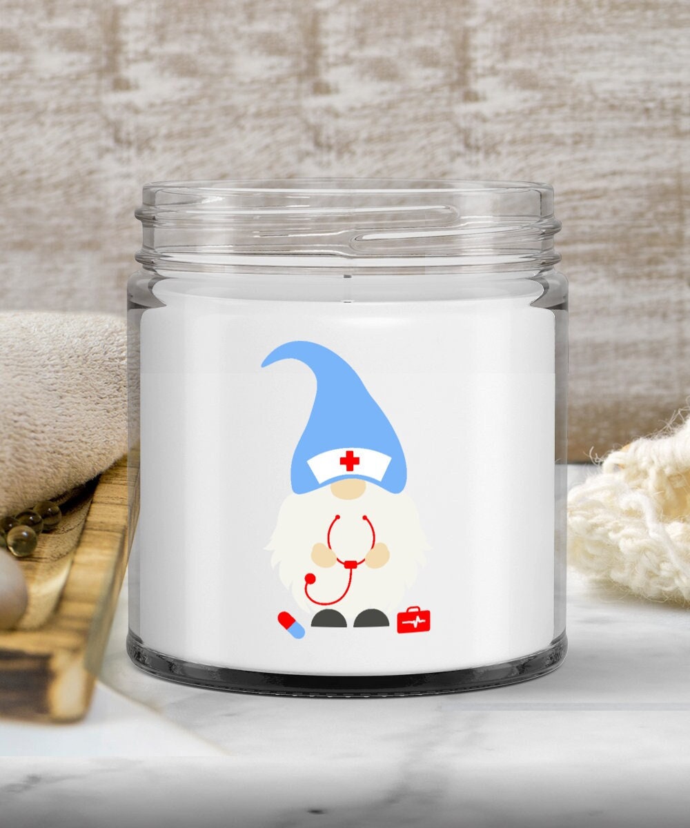 Excited to share the latest addition to my #etsy shop: Gnome Nurse Candle, Cute Gift for Nurse, Funny, Vanilla Soy Candle in Jars, Gnome Gifts etsy.me/3dbOlO3 #soy #bedroom #cotton #clear #nursegifts #gnomegifts #uniquecandles #soycandles #cutecandles