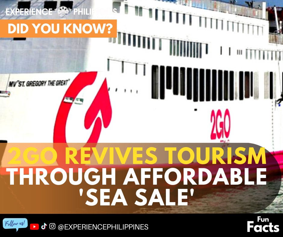 Experience_PH's tweet photo. #FUNFACTS: DID YOU KNOW?

2GO Travel is offering a Sea Sale with fares as low as P99, one way. The P99 fare is available for voyages to and from Manila and Tagbilaran.

READ MORE HERE - https://t.co/GEV3eq9h9O

#ExperiencePhilippines #TravelDifferently https://t.co/wgQ1uoVdWq