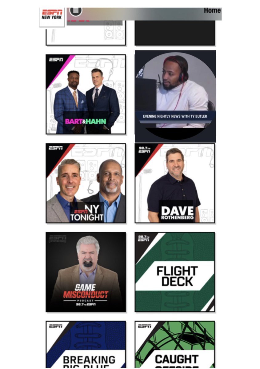 marcesq56's tweet photo. @TyDButler @ESPNNY98_7FM Found it. It’s burried in the ESPN NY Tonight tab. Let executive RJ or director Hurley know you belong on the HOME page. I fixed it for you. Put you right “above” your buddy @RothenbergESPN https://t.co/OHRZoR2WNw