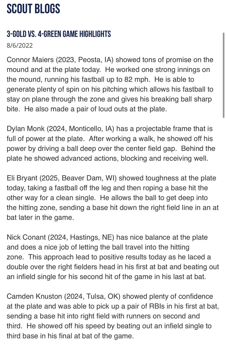 3-Gold vs. 4-Green Game Highlights from the Midwest Prospect Showcase. Check out this blog and the rest of the Scout Blogs from the #MWProspect at perfectgame.org/Events/EventBl…