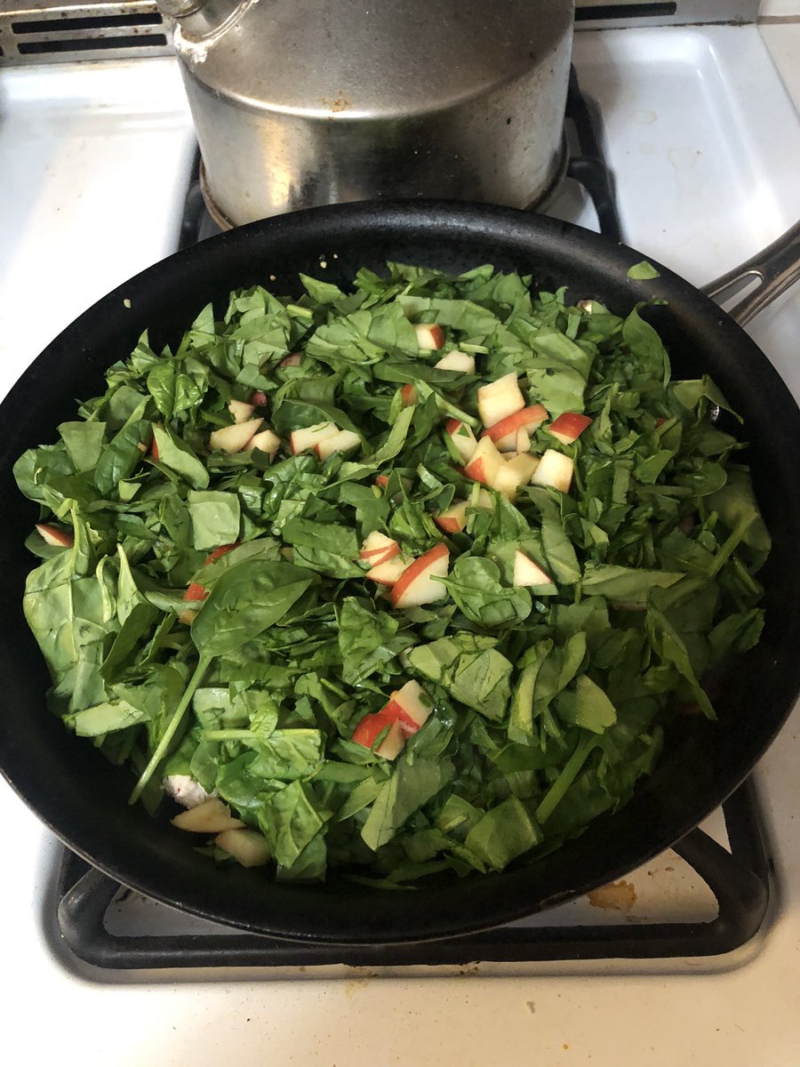 jhludlum's tweet photo. When my man #bbqtherapist @rivercitysteve gets his grill going again, I’m inspired to launch #kitchendad with a mishmash leftovers spinach sauté #goodeats #goodstuff https://t.co/ddDYX3D85L