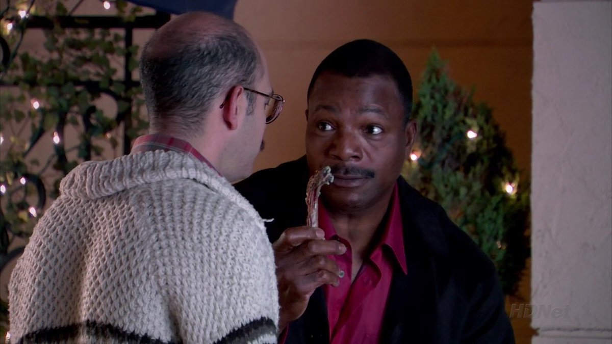 Whoa, whoa, whoa. There’s still plenty of meat on that bone. Now you take this home, throw it in a pot, add some broth, a potato... baby, you’ve got a stew going.