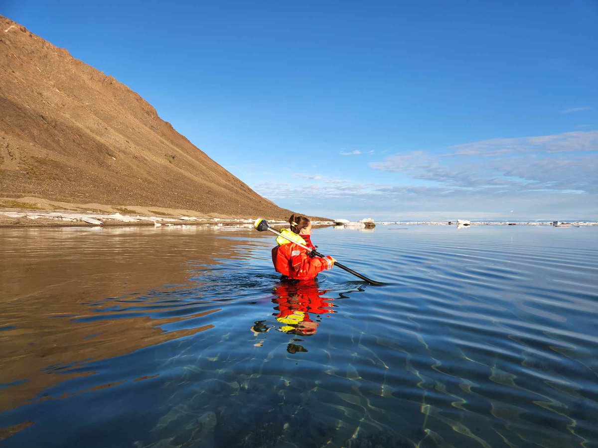 The Arctic has been a beautiful out-of-the-comfort-zone experience for me.

Grise Fiord, 9pm, approx. 2.5°C water temp.

<a href="/WomeninCoastal/">Women in Coastal Geoscience & Engineering</a> #WomeninScience 
#coastal