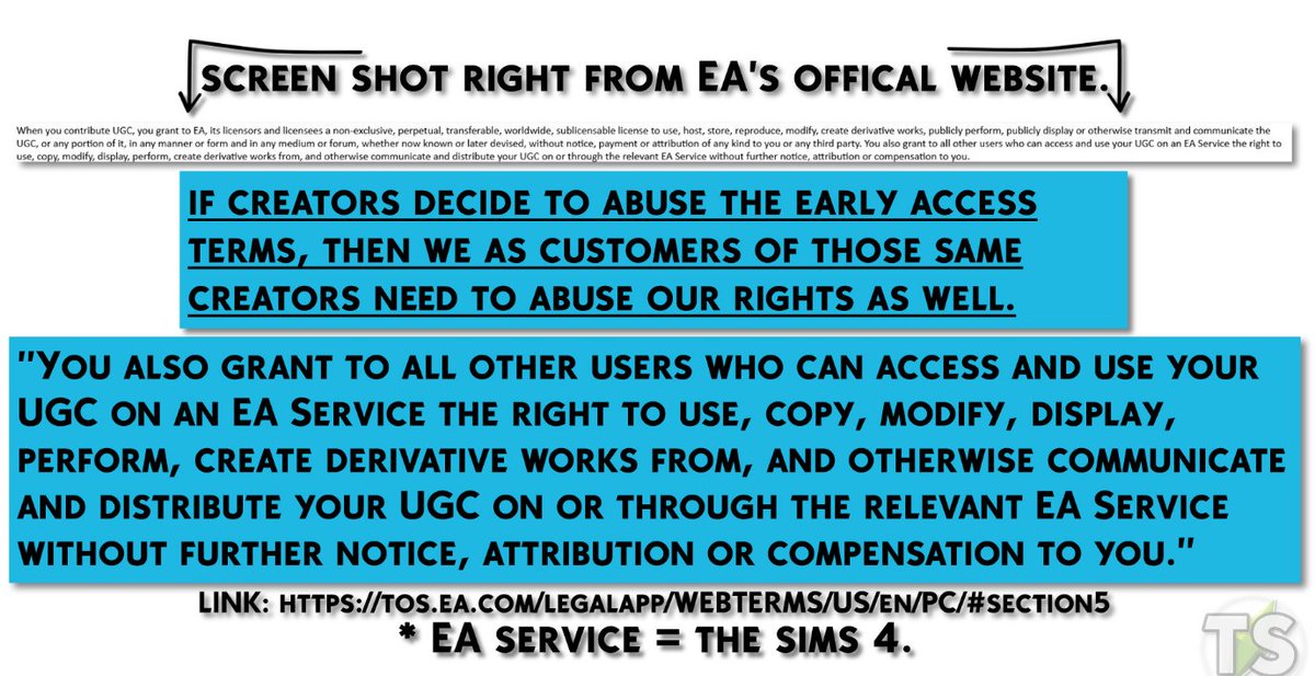 iNachoSims's tweet image. Creators, I'm telling you, you keep abusing EA's terms. Your very own customers will turn against you, and all those Patreon customers you had will be your worst enemies. Don't do it! Do the right thing and follow the TOU's. So this doesn't happen to you.