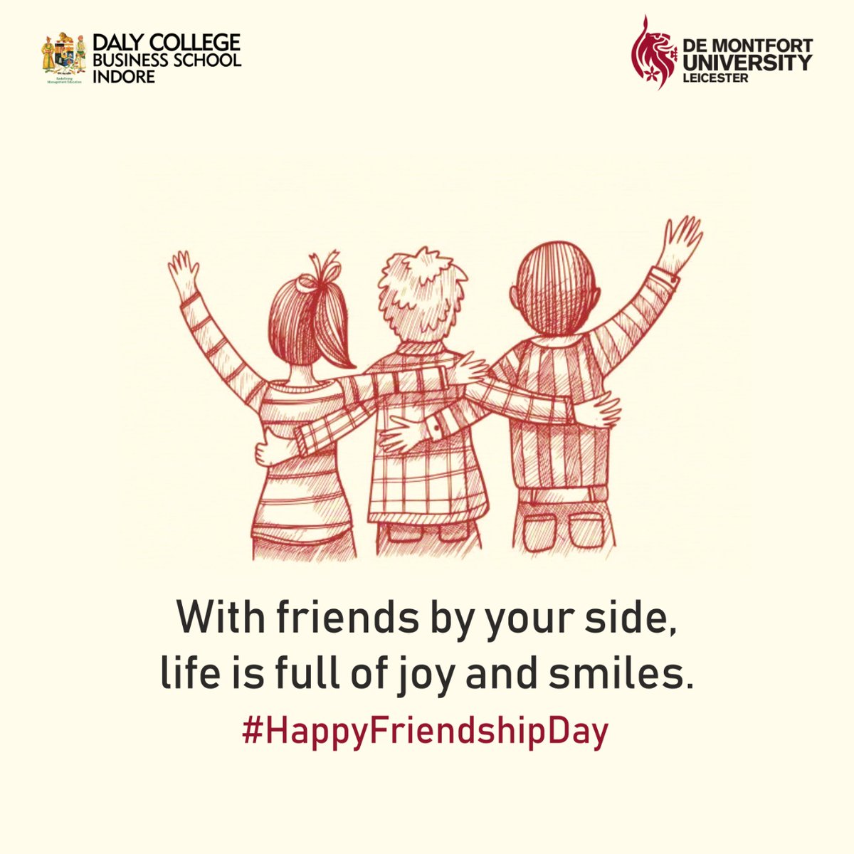 DcbsIndia's tweet photo. Friendship is a precious gift. Cherish and live it. Wishing you all a happy friendship day!
____
#DCBS #DalyCollege #DCBSEdge #DalyCollegeBusinessSchool #FriendshipDay #FriendshipDay2022 https://t.co/oHjO2wNUv4