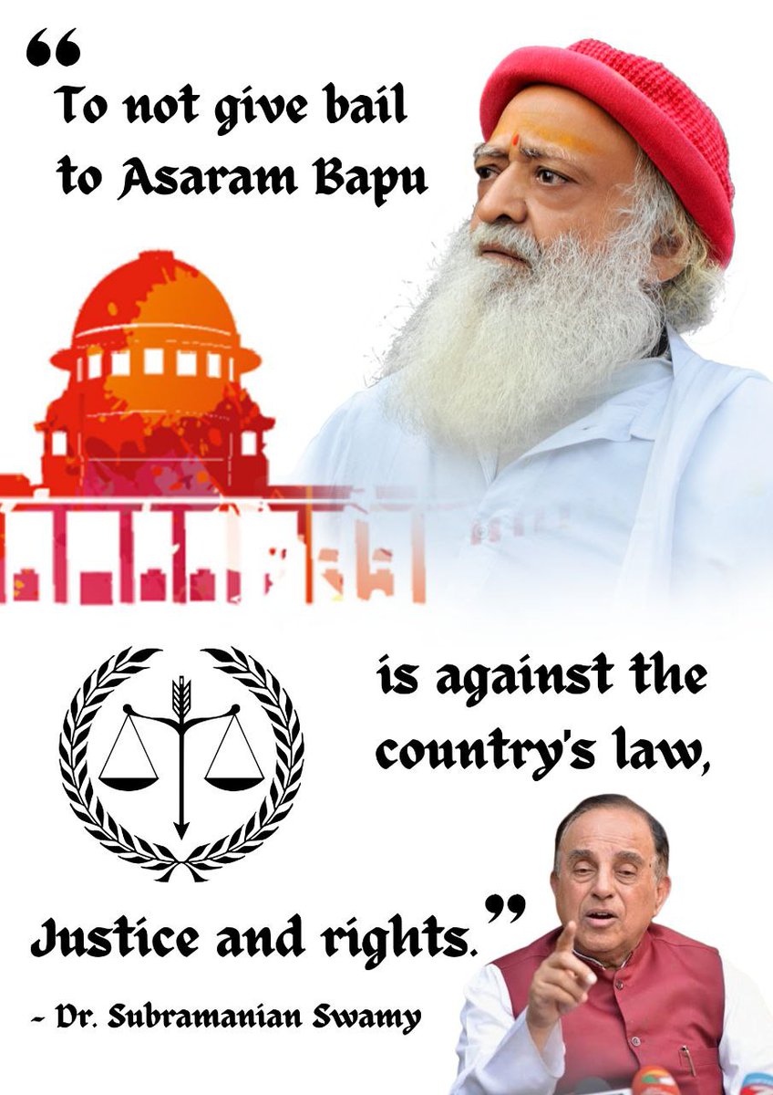 We thank Dr.Subramanian Swamy for being straightforward &amp; pleading bail in Asaram Bapu Case before. But our leaders(Modi &amp; Shah) who pretend to be Hinduvadi, never Break The Silence on severe injustice with Bapuji.
No initiative for release of innocent Hindu Saint!
#जनता_की_आवाज