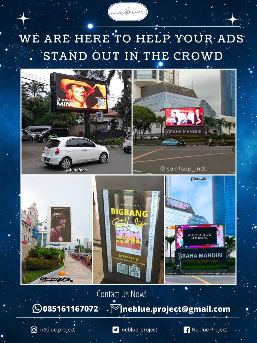 neblue_project's tweet photo. We are here to help your ads stand out in the crowd.
pasang Ads di LED Videotron harga mulai dari 500ribuan aja.

Langsung kontak ke Neblue Project via WA 085161167072 atau email 💙

#NeblueProject #advertising #advertisingagency https://t.co/x1p0N79glN