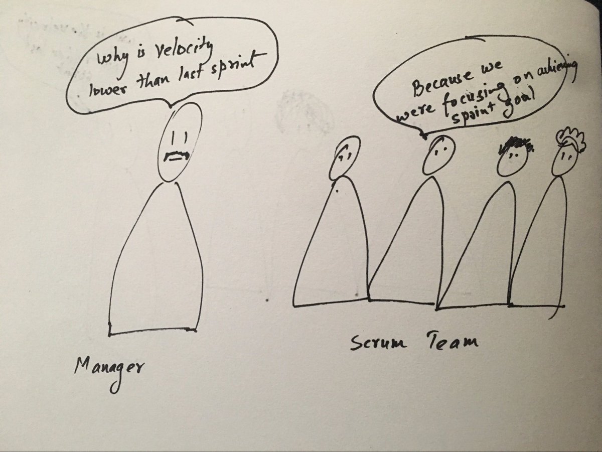 MantraLean's tweet photo. When a manager joins scrum team retro #scrum #agile https://t.co/2N1gBRFDFG