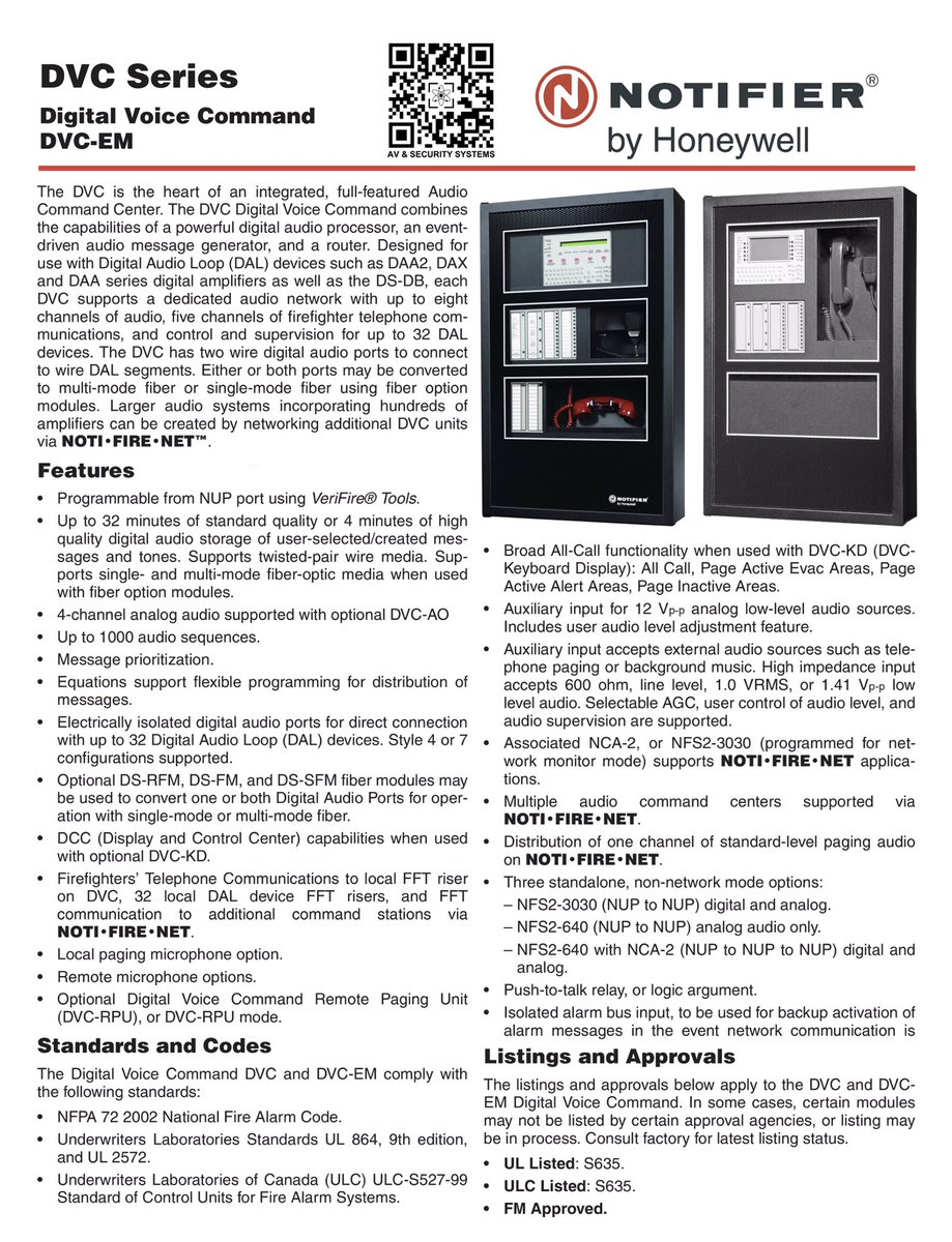 AVSecuritySyst1's tweet image. #Notifier
#DVC
#DigitalVoiceCommand
#DVCEM
#DAL
#DigitalAudioLoop
#NFN
#NotiFireNet
#NUP
#NotifierUniversalProtocol 
#DCC
#DisplayControlCenter
#FFT
#FireFightersTelephone 
#4ChannelAudio
#AuxiliaryInput
#NFPA72
#UL864
#UL2572
#ULS635 
#Honeywell
#AVSecuritySystems