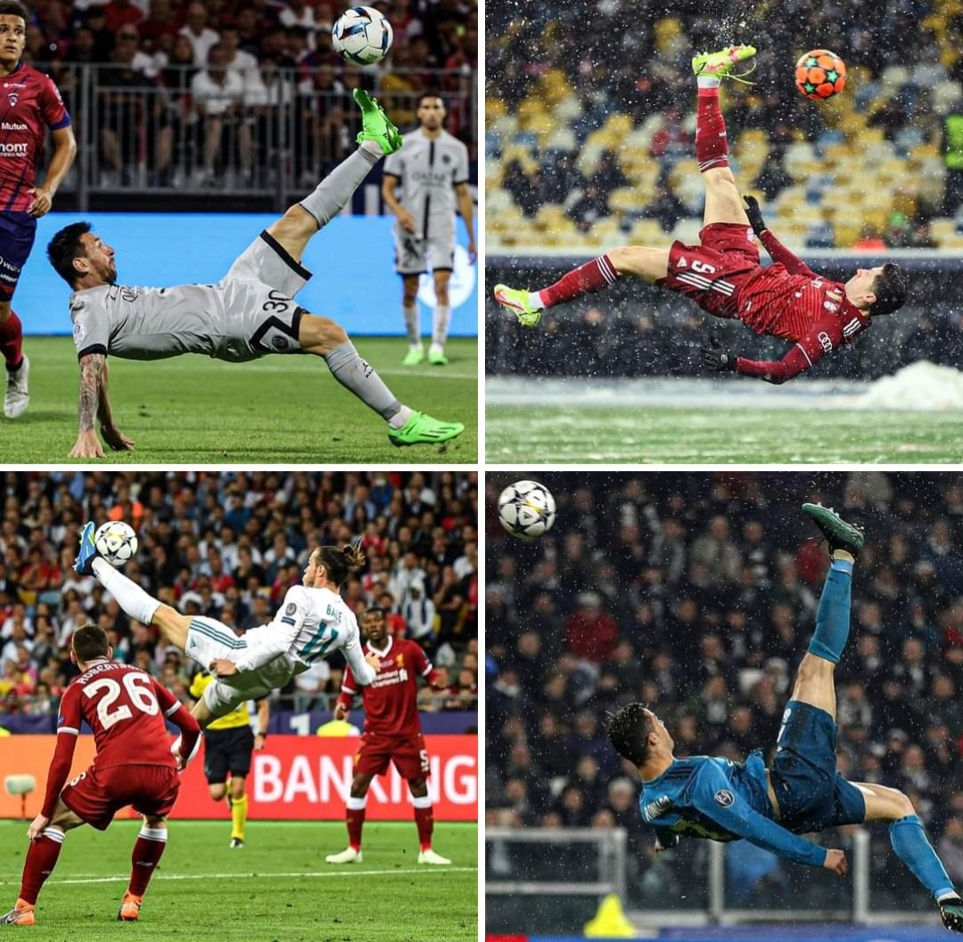 Transfery_'s tweet photo. 🇦🇷 Leo Messi
🇵🇱 Robert Lewandowski 
🏴󠁧󠁢󠁷󠁬󠁳󠁿 Gareth Bale
🇵🇹 Cristiano Ronaldo

Która przewrotka była najpiękniejsza? 😉 https://t.co/DhsueL85pu