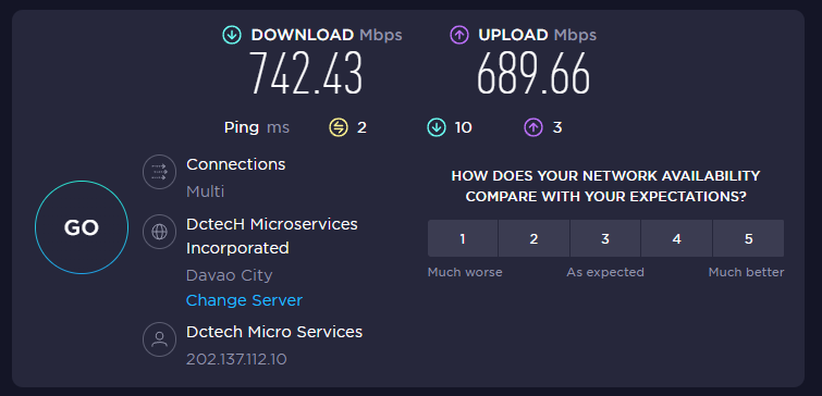 jcbtagudin's tweet photo. 2 months of consistent speed. Thanks dctech! 👌 https://t.co/mfGRftqvbj