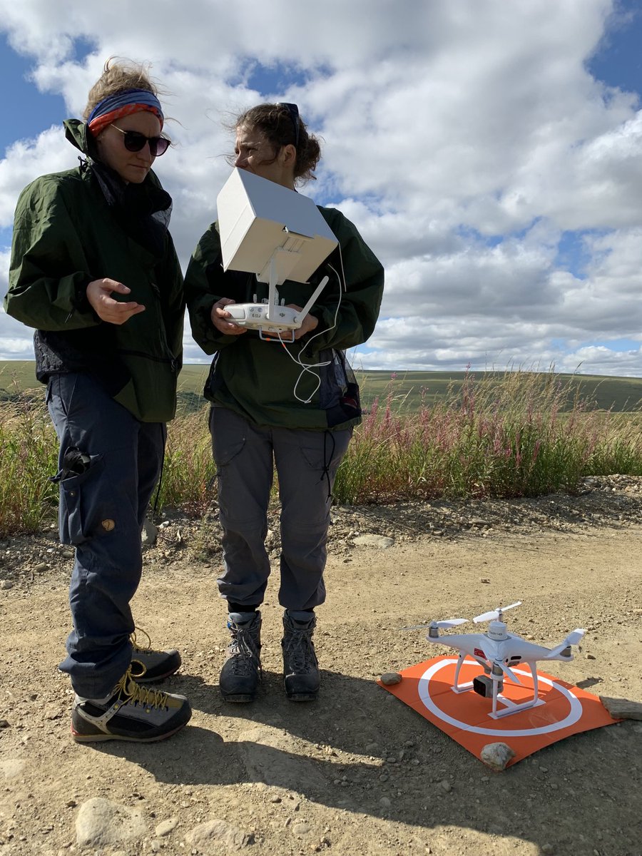 Permafrost_RS's tweet photo. We've flown drone surveys, collected LiDAR point clouds, installed permafrost temperature loggers, counted musk ox and dipped in the hot springs. What a successful first week of #fieldwork. #PermaX  #WestAlaska @AWI_Media https://t.co/m2PeZPxF9V