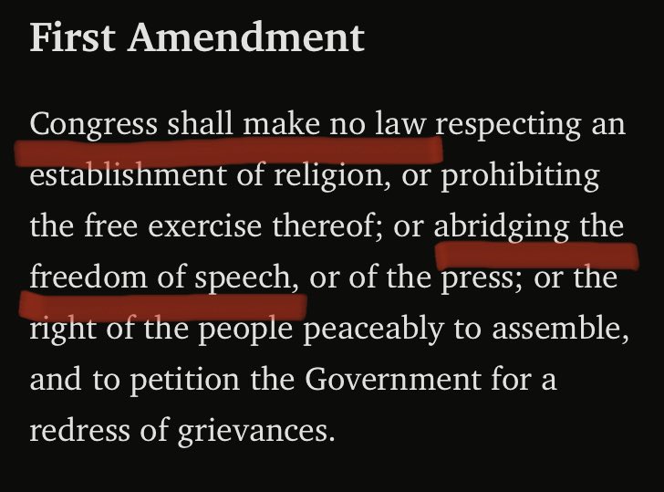 shanejett's tweet photo. @MCapanzzi @drsimonegold Awfully touchy for a “Marine”. 🤔
“Keep it to your — self” is NOT in keeping with the U.S. Constitution.
In fact, “Marine”, it is protected TWICE in the First Amendment under “freedom of speech”.
I underlined it with a “red crayon” to help you follow along.🖍
#Marine
#SimperFi https://t.co/u4LW30oK94