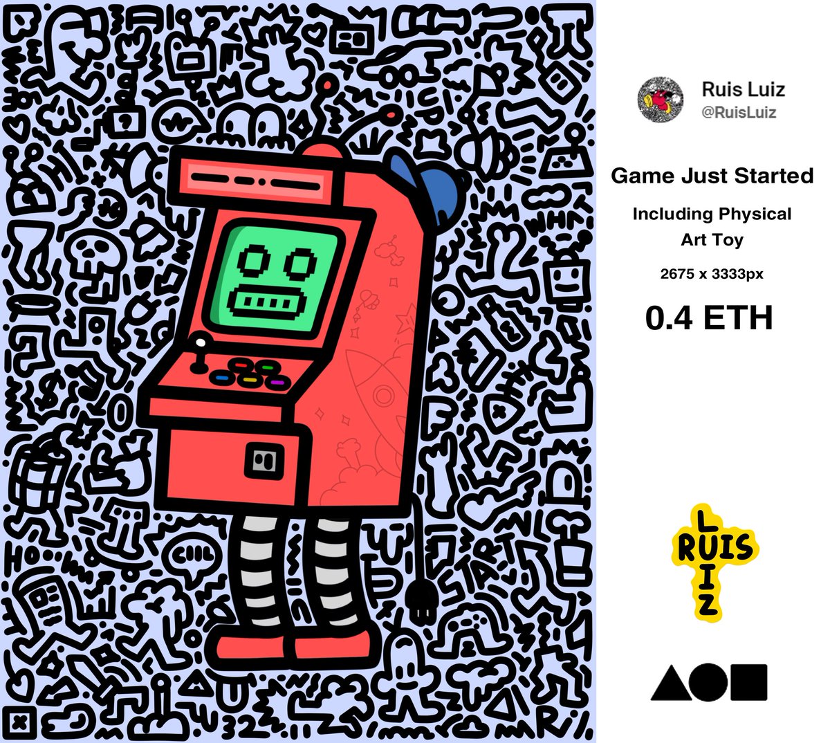 🕹It’s been a while to minting on FND 
"Game Just Started" has Minted
If buy this artwork, can take a limited edition GJS art toy too!

foundation.app/@RuisLuiz/rlcv…

#nft #nftart #NFTCommunity #doodle #nftcollector #foundation #rt #NFTdrop #arttoy #nftcollection