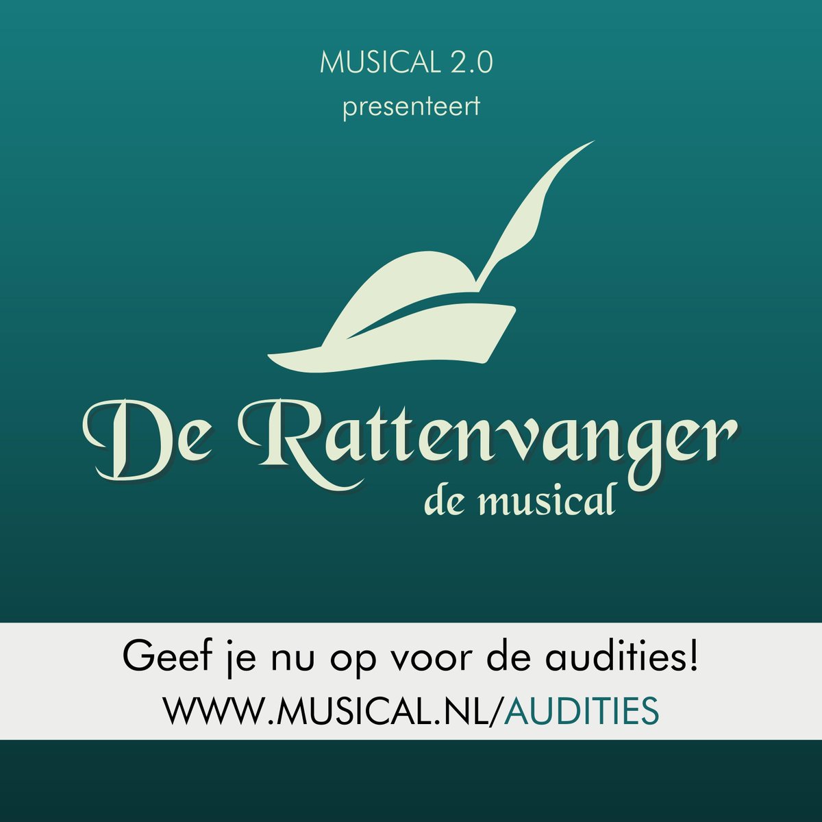 AUDITIES | Voor de nieuwe productie De Rattenvanger zijn we op zoek naar talentvolle kinderen van 9 t/m 14 jaar oud uit heel Nederland. Zij kunnen zich opgeven voor de audities op zondag 28 augustus in Amsterdam. Meer info: musical.nl/derattenvanger