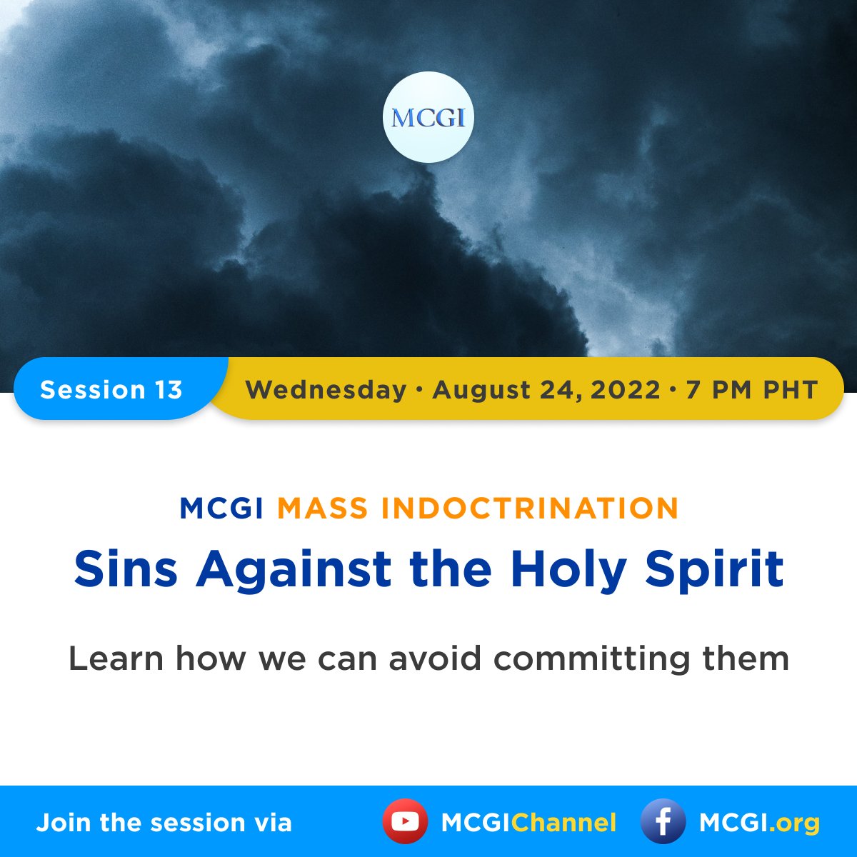In our session for today, let us find out the different kinds of sin against the Holy Spirit and God's wisdom on how we can keep away from them.

Tune in to our live broadcast later at 7 p.m. PHT via our online platforms or visit mcgi.org/live. 

#PureDoctrinesOfChrist