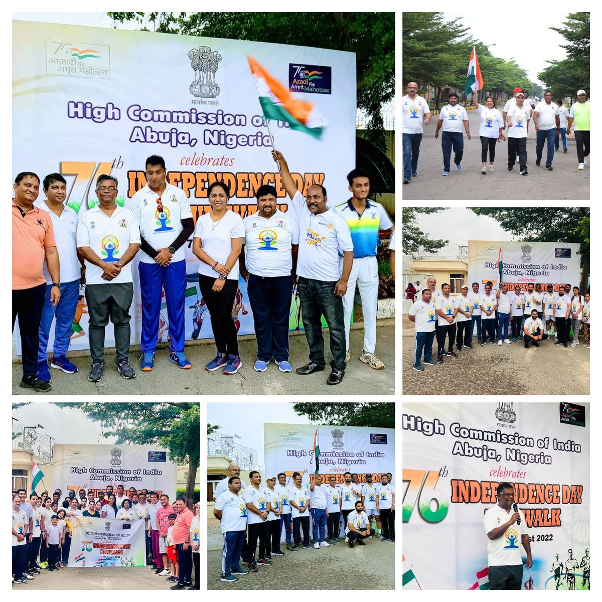 india_nigeria's tweet photo. As a part of 76th #IndependenceDay and #AKAM celebration, the High Commission of India, Abuja organised a Run/Walk today. Enthusiasts participated in good numbers. The winner Nehaal Ghadge was given the prize.
@AmritMahotsav 
@MEAIndia 
@IndianDiplomacy 
@icaabuja 
#IndiaAt75 https://t.co/SmVvu25nox