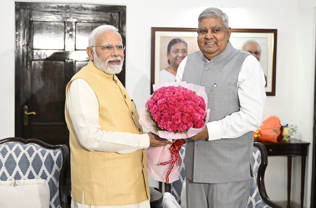 Shantanu_bjp's tweet photo. Incredible moment for India🇮🇳, as, Shri @jdhankhar1 Ji gets elected as 14th Vice President of India.

Shri Jagdeep Dhankar Ji hails from a Kisaan family of Kithana village in Jhunjhunu District of Rajasthan 

I wholeheartedly congratulate him &amp; convey best wishes  on this victory https://t.co/Q37OYqyCTD