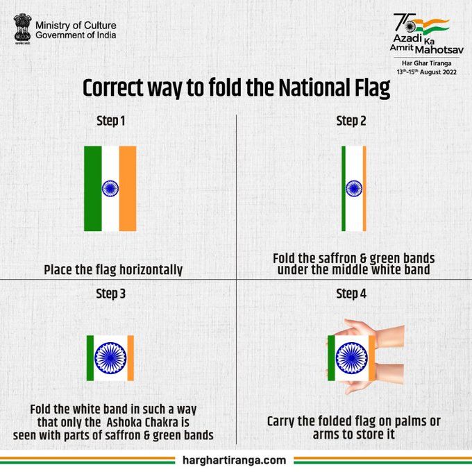 ManishMirani11's tweet photo. @BJP4Mumbai @MPLodha @Dev_Fadnavis As we prepare ourselves to host Tiranga at our homes..
The National Flag should be folded &amp; stored respectfully as shown  👇To pin or bring home the flag :
Dr Manish thakkar 🙏
Visit https://t.co/lLTGl4ffkR 
#AmritMahotsav  #HarGharTiranga
Jai Hind🙏 https://t.co/0k6CGlUpve