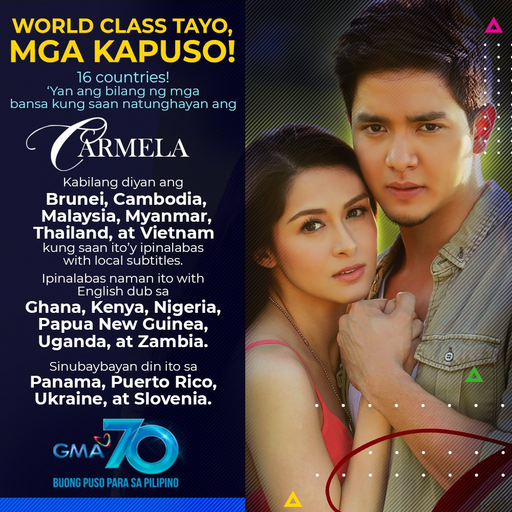 whenzymallow's tweet photo. After maipalabas sa iba’t ibang bansa, mapapanood na ulit natin ang Carmela sa GMA Youtube channel simula bukas 😊

#ALDENRichards
#MarianRivera
@aldenrichards02 https://t.co/lKLdvQmdzy