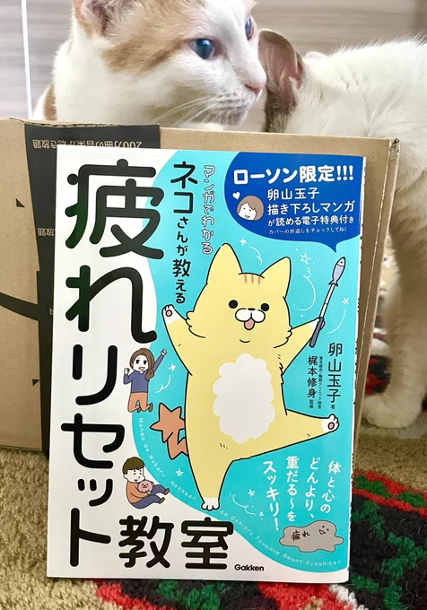 🚹「マンガでわかる 猫さんが教える疲れリセット教室」
ローソン限定版が発売中です!
🚹書き下ろし4コマが読めるQRコード付き!
疲れないコツを猫がわかりやすく教えます。よかれば読んでやってくださーい🐱✨ 