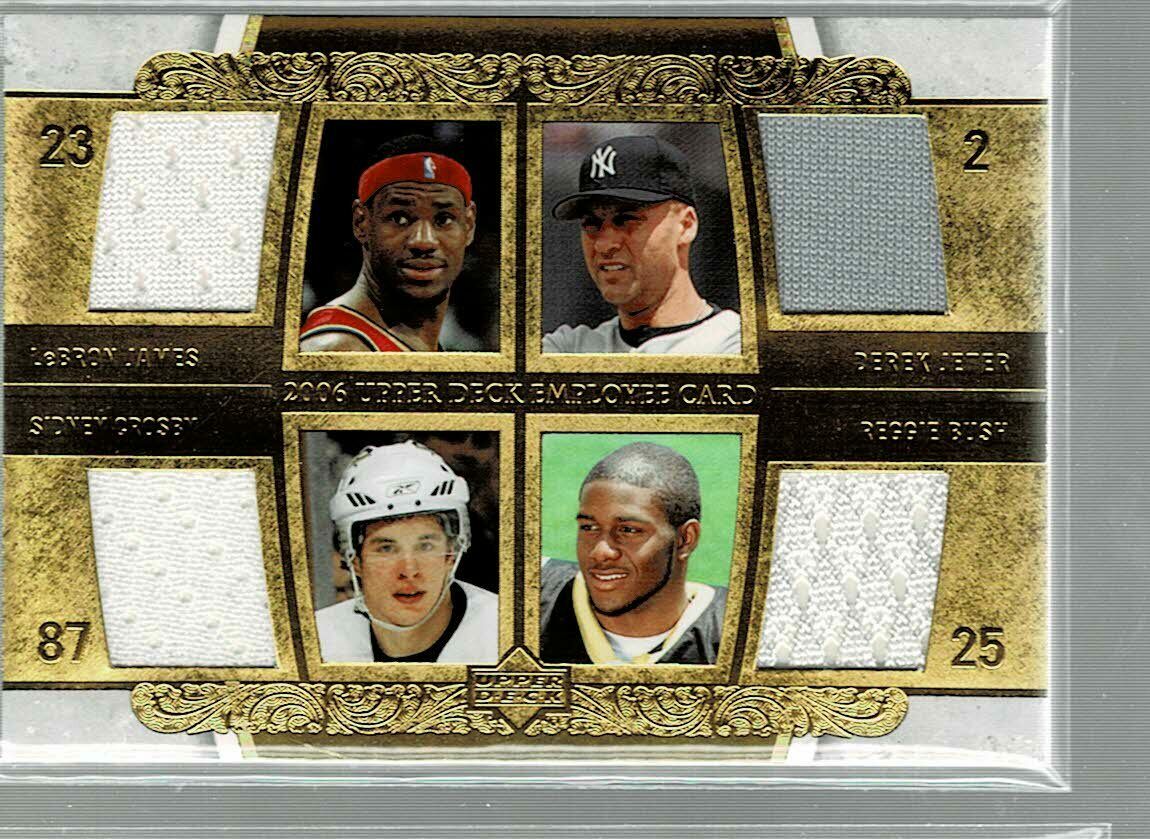 Cardvertisement's tweet photo. - 2006 Upper Deck Employee Lebron James/Derek Jeter/Crosby/Bush Quad Jersey
- $299.99 OBO via ebay seller: smpsportscards
- Listing link in bio

#sportscards #whodoyoucollect #thehobby #panini #tradingcards #paniniamerica #nba #basketballcards #topps #baseballcards https://t.co/2CjOAFXijz