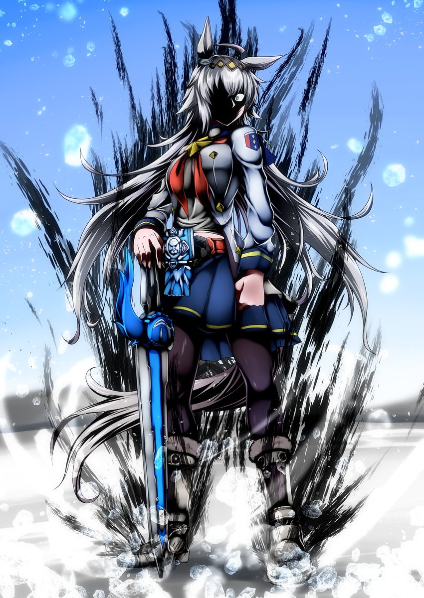 #ウマ娘 #仮面ライダーセイバー
(Skeb依頼品)オグリキャップ✕水勢剣流水&タテガミ氷獣戦記 