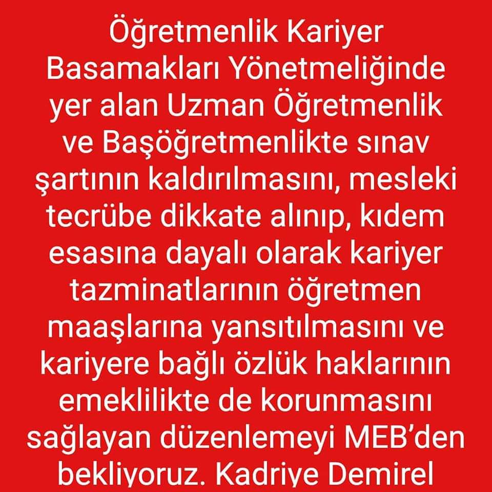kadem93's tweet photo. #sınaviptalolsun 
10 yılını doldurana uzman öğretmenlik, 20 y��lına dolduran başöğretmenlik ünvanı verilsin. Kaywr tazminatları emeklilikte geçerli olsun.
#ETErdogan 
#fahrettinaltun https://t.co/pEMiIvHSeD