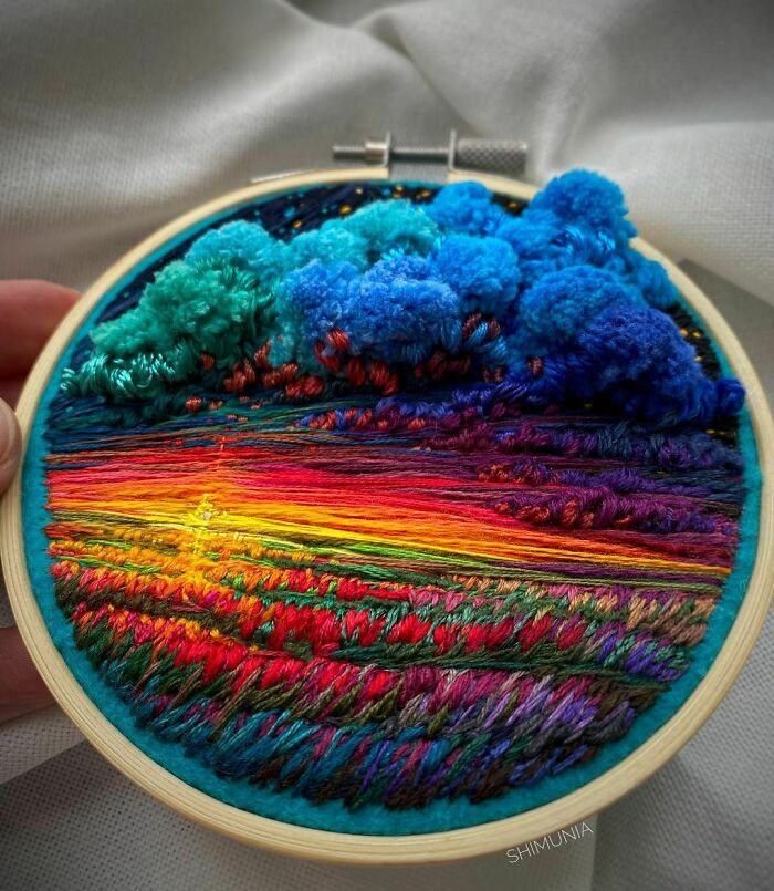 WOMENSART on X: Embroidered landscape by textile artist Vera