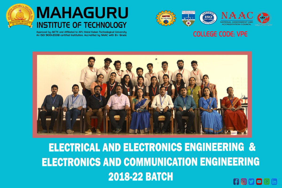 mahaguru_tech's tweet image. ELECTRICAL AND ELECTRONICS ENGINEERING &amp;amp; ELECTRONICS AND COMMUNICATION ENGINEERING 2018-22BATCH

#electricalengineering #electronicsengineering  #electricalandelectronicengineering  #electronicsandcommunicationengineering #ktu #mit #mahaguru #naac #btech  #college
#engineering