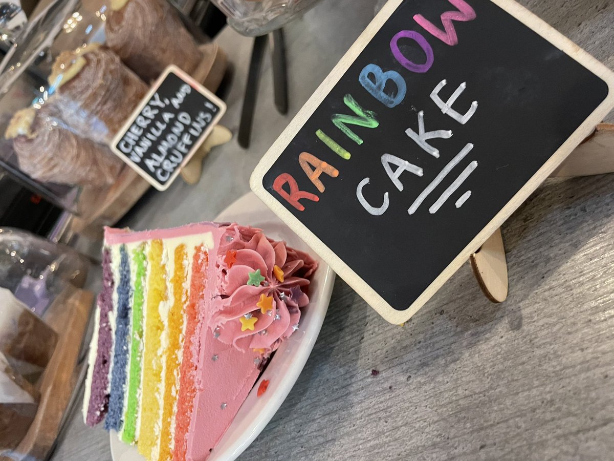 Today is #LEEDSPRIDE !!! Open til 8pm for all your favourites, including lots of wonderful #rainbowcake . We will however be closed between 1.45-2.45 for an hour to allow our hard working staff to enjoy the parade :) #lgbtleeds #leeds #queerleeds
