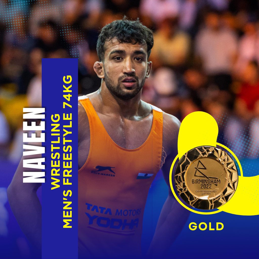pradeep02038925's tweet photo. Heartiest congratulations to our champions @deepakpunia86 @Phogat_Vinesh @ravidahiya60 #Naveen ✨️ 💛 
#CWG2022 #Cheer4India https://t.co/i460D5cyfU