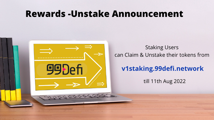 99DEFIp2p's tweet photo. Rewards Claim & Unstake !
Existing staking users claim the tokens from
https://t.co/bSRKCOnb6L
till 11.08.2022.
#99defi #99defistaking https://t.co/9Yehg6szTH