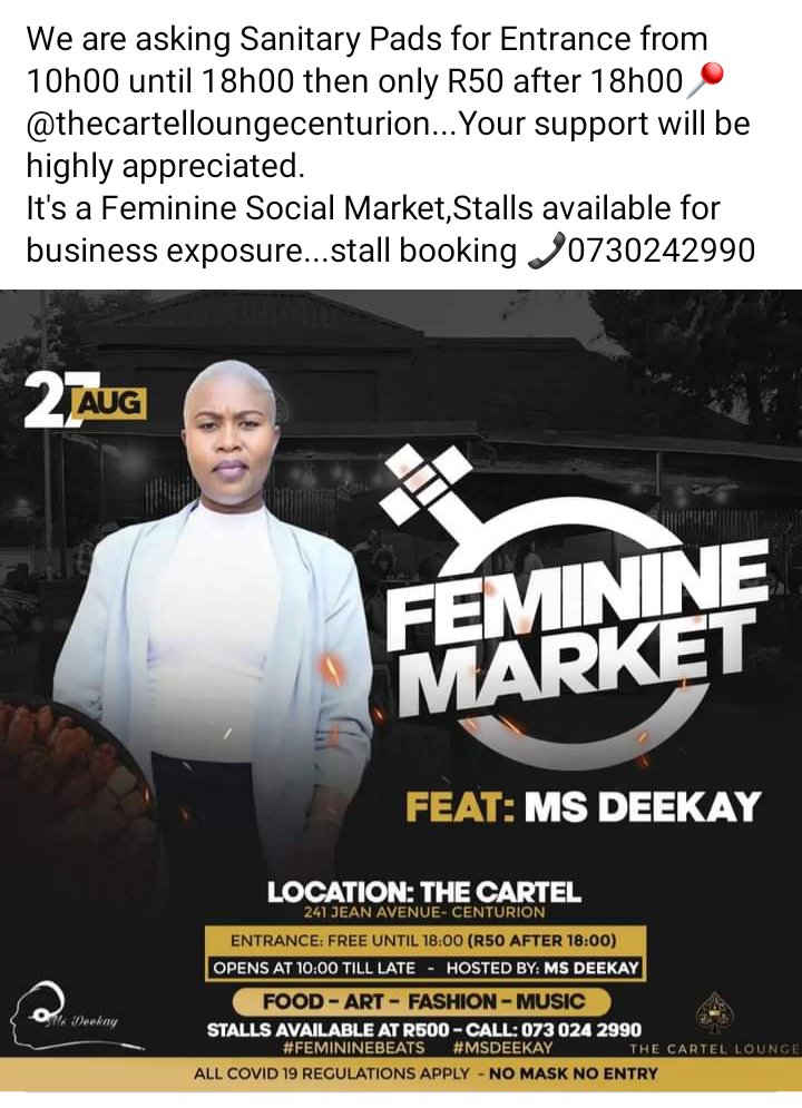 We are celebrating Women's Month in a unique way,a pack of Sanitary Pack will make a difference in one of the Schools around Centurion🙏 #helpaschoolgirl #femininemarket #womensmonth2022 #femininebeats 
#GogoSkhotheni