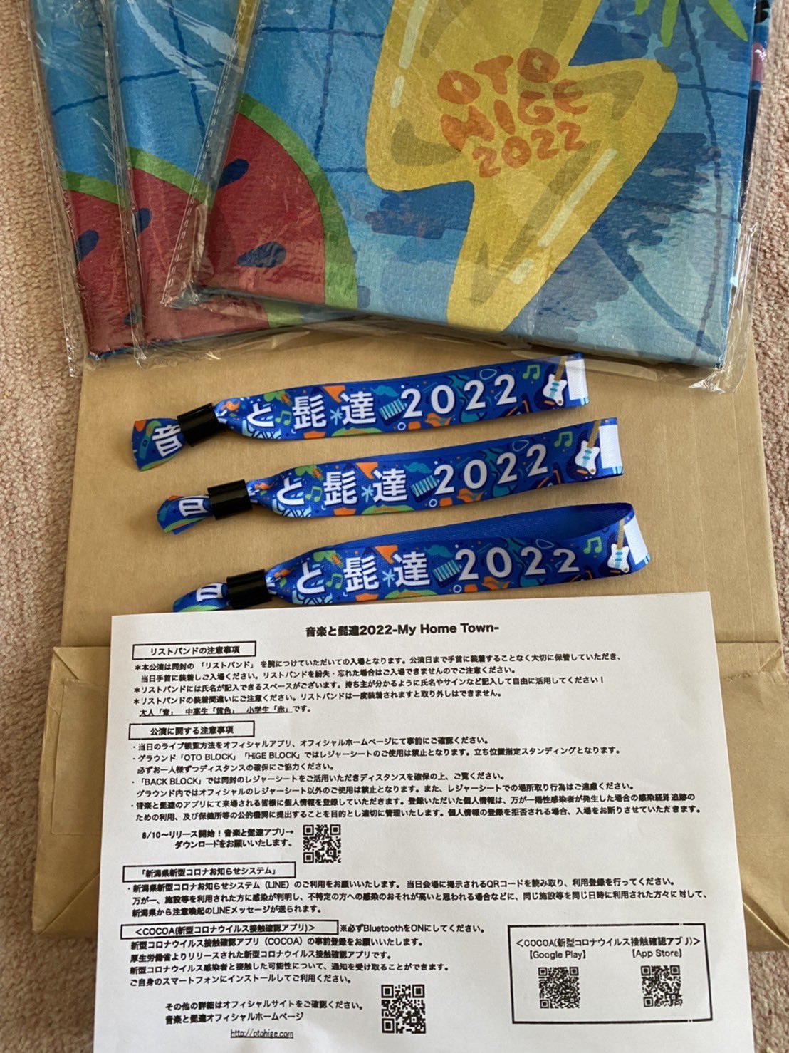 音楽と髭達2022大人 タオル付 リストバンド 音髭チケット